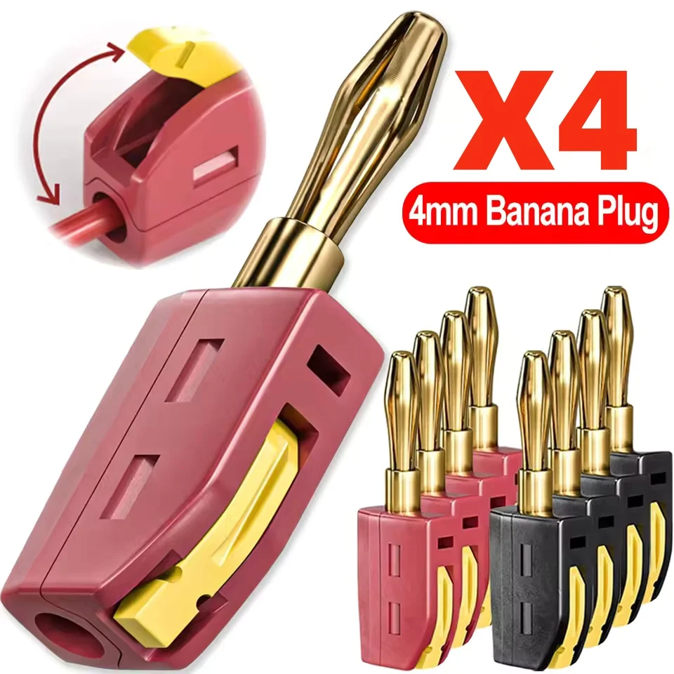 Banana Plug - ポータブル32A 4mmバナナプラグ はんだ付け不要 クイックコネクト 高電流 金メッキバナナコネクタ