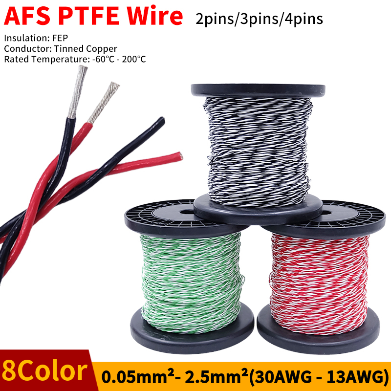 Audio Jumper Wire - PTFE ワイヤー AFS200 2 ピン 26/25/24/22/20/18/17/15/13AWG