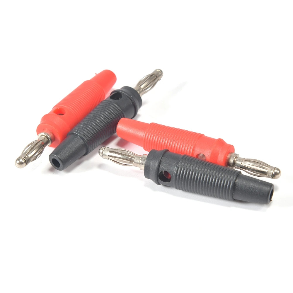 Banana Plug - 2026 バナナプラグ 4mm、はんだ付け不要、側面に積み重ね可能なテストプラグ、端子台、プラグ、コネクター、赤と黒、5個入り