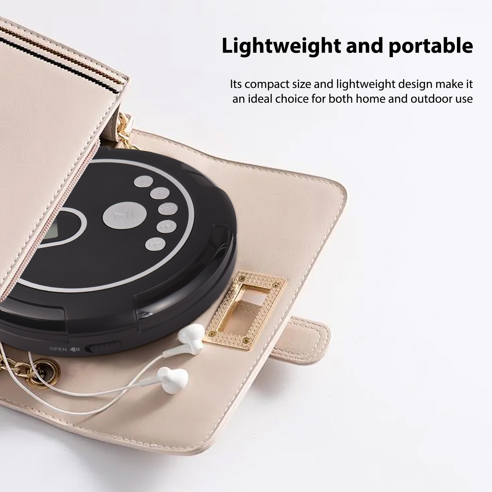 Speaker Wire - 有線ヘッドフォン付きCDプレーヤー BT充電式デスクトップCDプレーヤー スピーカー付き 家庭用 旅行用 車載用