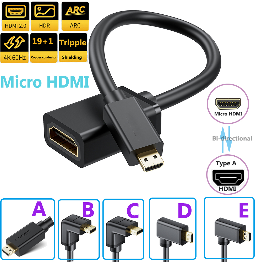 Mdi Cable - 4K マイクロHDMI - HDMIケーブルアダプター ストレートまたは90度アングル HDMI