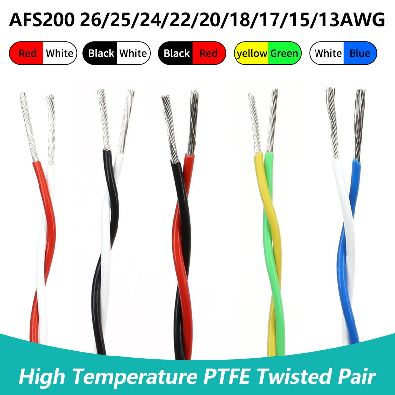 Audio Jumper Wire - 高温電気ケーブル,銅,awg,ptfe,afs200,ツイストペア,26, 25, 24, 22, 20, 18,