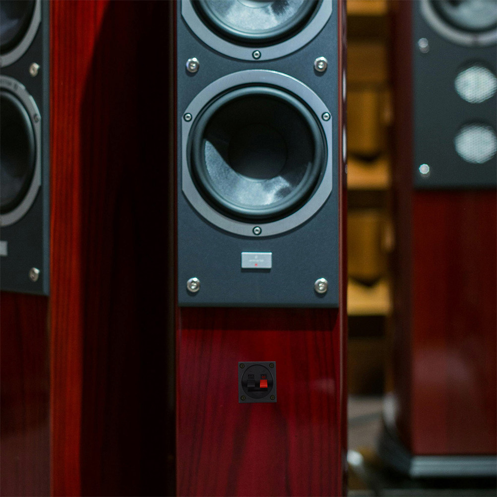 Speaker Terminal - 2個入り、金属製スピーカーボックス端子カップ、スプリング式接続端子、サブウーファーエンクロージャー用、スピーカー配線整理用、安定したオーディオ接続