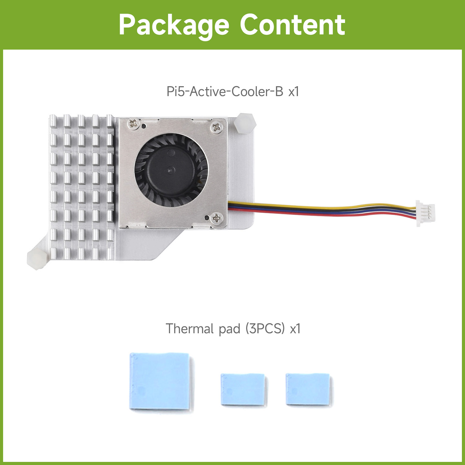 Heatsink Aluminum - Waveshare アクティブ クーラー (B) Raspberry Pi
